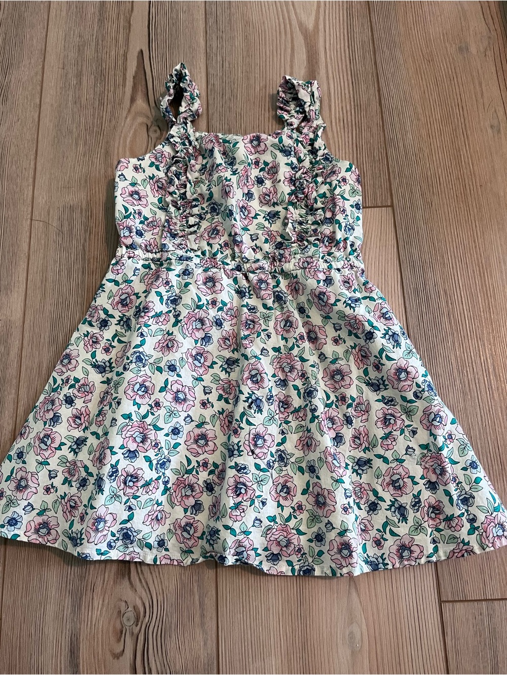 J. Crew Cream Floral Sundress with Pink & Green (3T)
